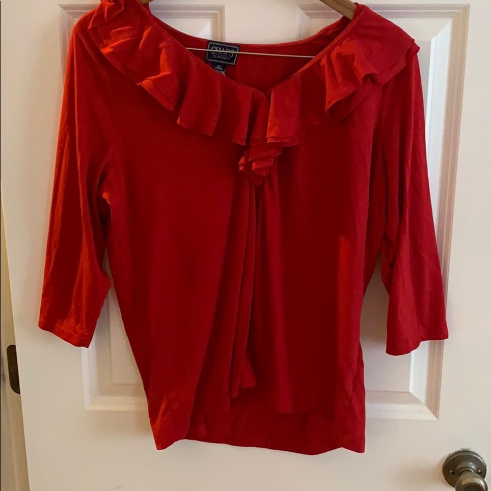 Chaps 3/4 sleeve red blouse